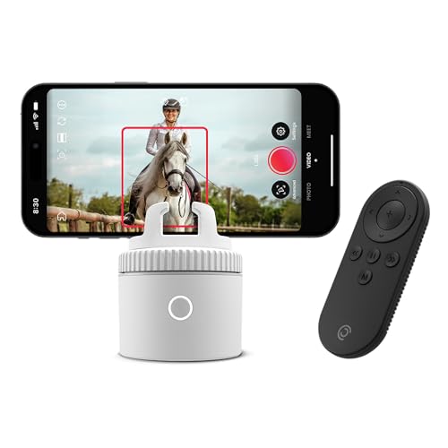Pivo Equestrian Pod Auto Tracking Phone Holder Face Body & Horse Tracker 360 Rotation 6 Speed Stand for Video Recording with Remote Control (White)