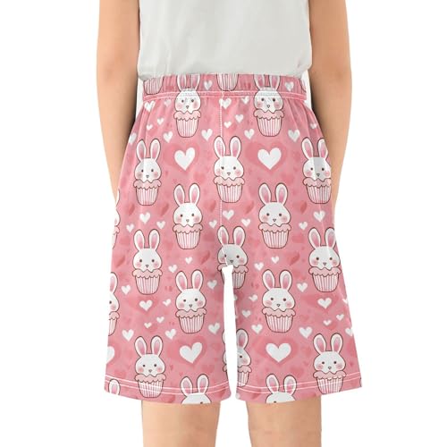 ALAZA Cute Rabbit Cupcake Heart Pajama Shorts Sleep Shorts Pant Lounge Pajama Bottoms Elastic Waist with Pockets2