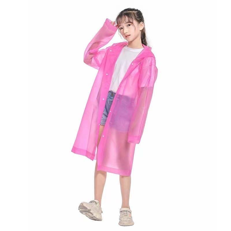 Image of Krystle Kids Plain Hooded Raincoat with School Bag & Side Pocket| Rain Fighter I Rain Coat for Boy's I Girl's with Carrying Pouch (Universal, Purple) (Multisize)