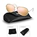 Small Aviator Sunglasses for Narrow Face, Wenlenie Small Shades Gold Metal with Pink Polazied Mirror Lens