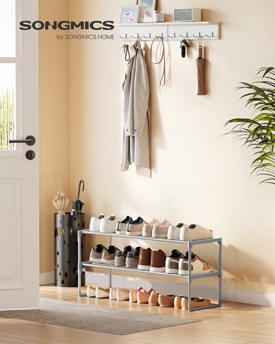 Image of SONGMICS Shoe Rack, 2-Tier Shoe Organizer, Metal Storage Shelf
