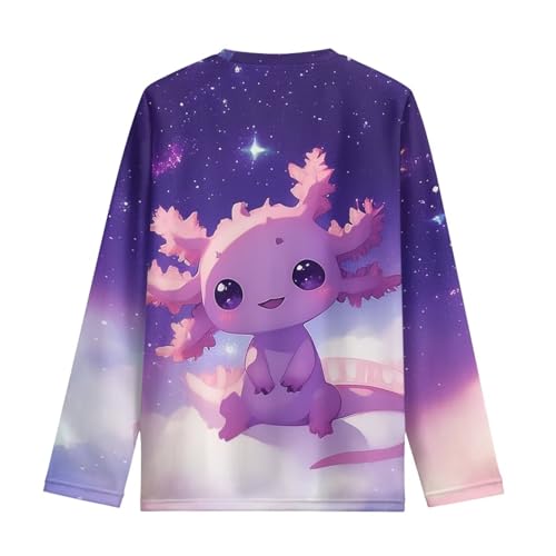 Image of Girls Cartoon Print Long Sleeve Graphic Tee Casual Crew Neck T-Shirts for 3-16 Years Little Girls