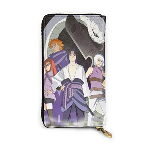 Preisvergleich Produktbild Naruto Uchiha Sasuke Echtleder hohe Qualität Reißverschluss Geldbörse lange Clutch Geldbörse Münzfach Kartenpaket für Damen und Herren