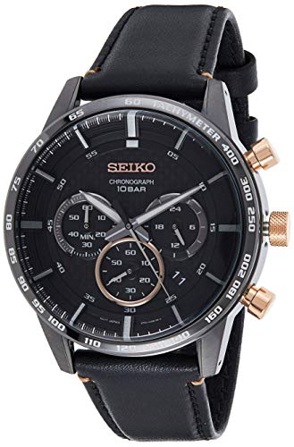 Preisvergleich Produktbild Seiko Herren Chronograph Quarz Uhr mit Leder Armband SSB361P1