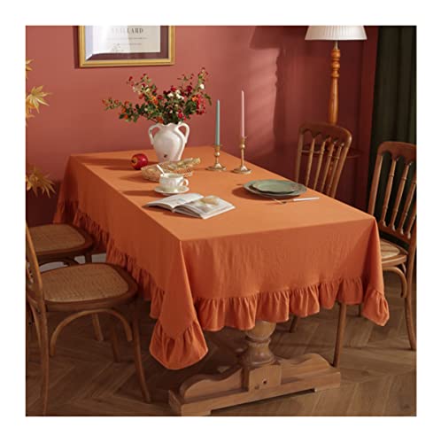 FANIVIN Mantel de algodón Banquete Mesa Tela Decoracion de Mesa Color sólido Simple Naranja Cuadrado 140*140cm Cover