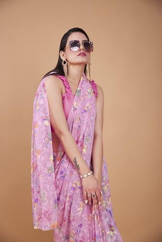 Image of Garden Vareli Summer Roganza Viscose Brasso Floral Print Christmas Special Saree