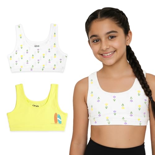 Image of YouGotPlanB Cotton Sports Bra | Ages 8-16 Years | U-Shaped Style | Non-Padded, Double-Layered for Coverage