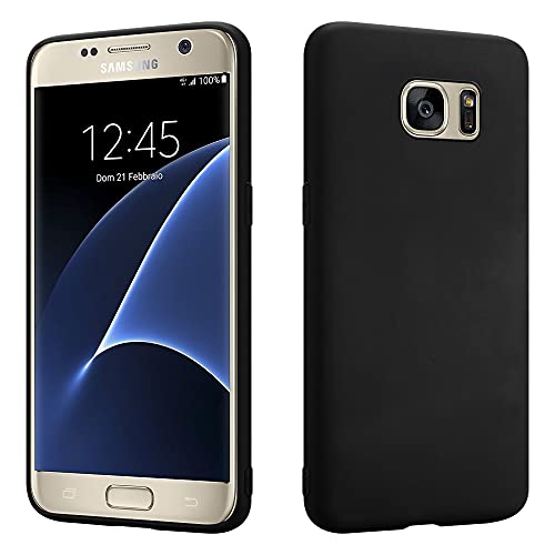 HSP Matt Schwarze Hülle kompatibel mit Samsung Galaxy S7 | Premium TPU Silikon Case | Kratzfest Stoßfest | Matte Oberfläche | Passgenaue weiche Ultra dünne Schutzhülle