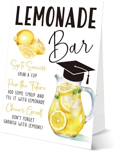 Graduation Lemonade Bar Sign 8x11 Graduation Party Decorations with Standing Congrats Grad Party Decorations Supplies Graduation Centerpieces for Tables LP05