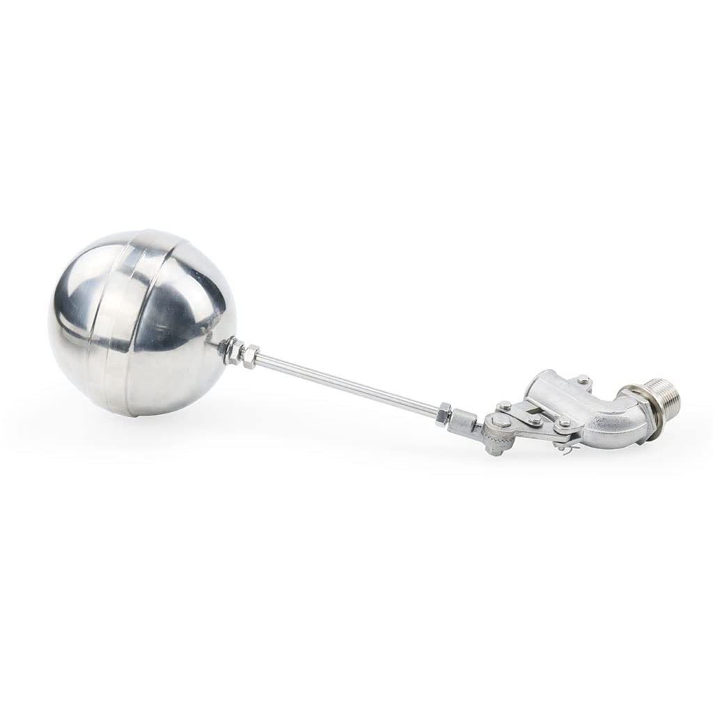 Válvula de bola flotador para depósito de agua, Válvula de flotador ajustable de acero inoxidable, for codo de curva de tanque de agua, válvulas de bola flotantes, cisterna de flujo/expansión(1 1/4")