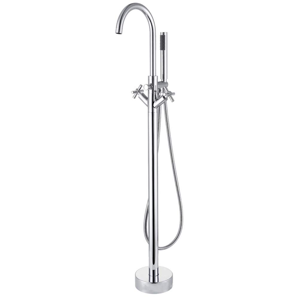 WOTZOV Bathtub Faucet Freestanding Tub Faucets Chrome Floor Mounted Ceramic Valve Bath Shower Mixer Taps With Hand Sprayer