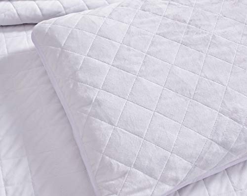 Masterplay 3-Piece Solid Micromink Warm Oversize Velvet Quilt Set, Bedspread Coverlet King Size Bed Cover (White) #TOP4