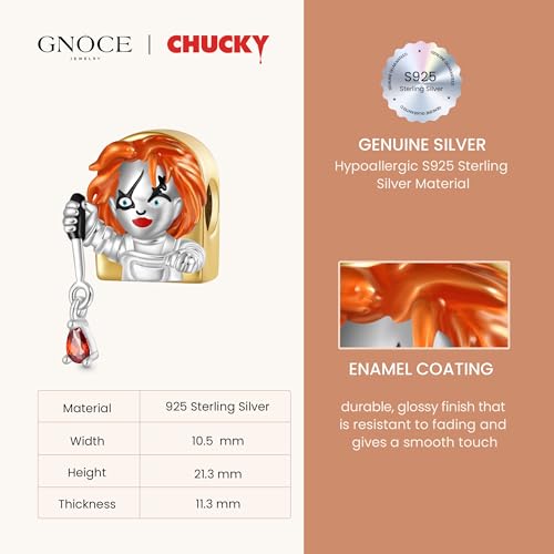 GNOCE Chucky Pendant Dangle Charm Bracelet for Women, S925 Sterling Silver Dangle Charms for Women Wife, Valentine‘s Day, Mother’s Day Jewelry3