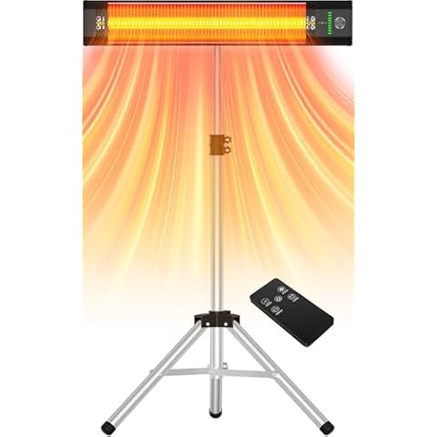 BALKO Outdoor Heaters for Patio, 9 Heating Levels, IP65 Waterproof Patio Heaters for Outdoor Use, 1500W Electric Heating Covers 400Sq.ft, 9H Timer, Tip-Over & Overheat Protection, 20FT Remote Control Cover