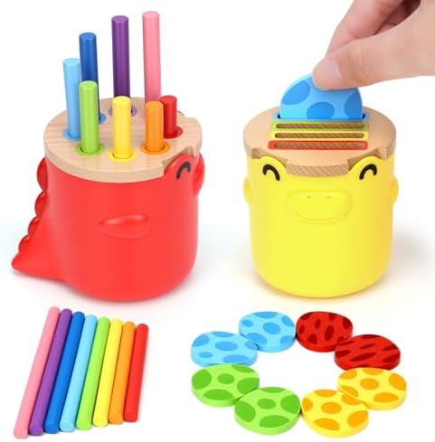 Montessori Toys for 1 2 3 Year Old Boys Girls: Wooden Colour Sorting & Stacking Cups Gifts for 2-3-4 Year Old Kids Learning Fine Motor Skills Educational Sensory Toys for Toddler Birthday Gifts