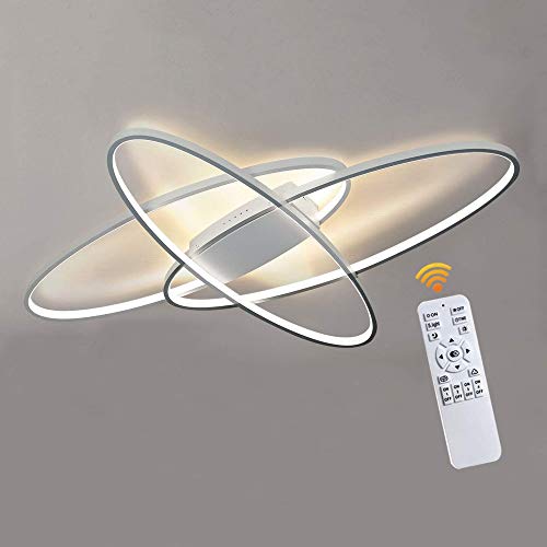 Lichtsse Lámpara de Techo LED Regulable 46W | 3220LM lámpara de Techo 3 círculos con Mando a Distancia Luz de Techo | Moderna lámpara Colgante de acrílico para salón, Dormitorio, Comedor, en Blanco Cover