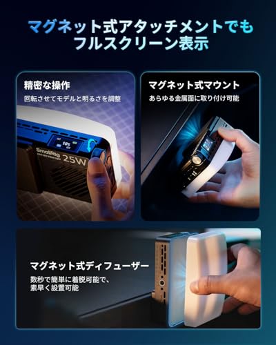 SmallRig RM 25C ミニLED RGBビデオライト 3100mAhバッテリー HD LCDディスプレイ 25Wポータブルカメラライト 写真家やコンテンツクリエイターへのギフト 2500K-10000K CRI 96 TLCI 99 女優ライト マグネット式マウント ソフトディフューザー ライブ放送/自撮り/メイクアップ/フィギュア 写真撮影 5357