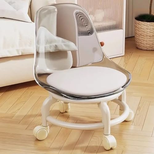 Taburete de plástico acrílico con ruedas giratorias de 360° para oficina en casa y garaje