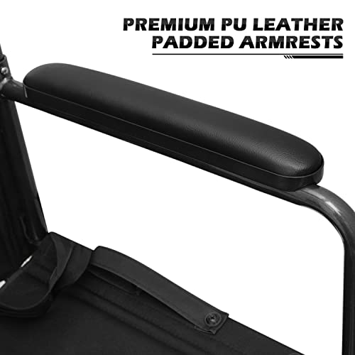 Monibloom Wheelchairs For Adults 16 Inch Seat Folding Compact Transport Chair With Loop-Lock Handbrakes And Back Folds Down Foldable Lightweight Wheel Chair For Storage, 250 Lbs Capacity, Black #TOP3