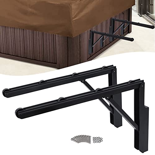YIYIBYUS Hot Tub Cover Lift, Spa Supply Hot Tub Cover, Hydraulic Lift Foldable Hot Tub Cover Roller Racks Suitable for Spas & Hot Tubs, Black 2Pcs, Cabinet Free Cover