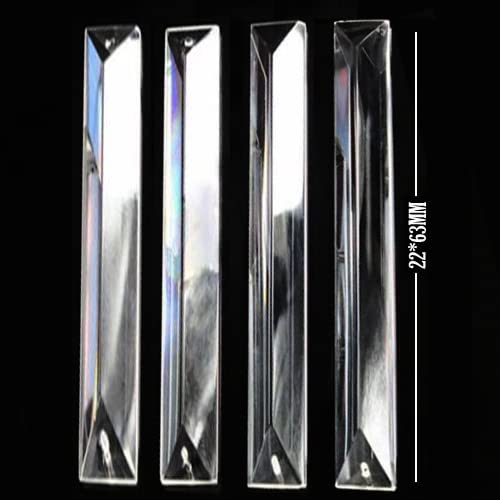 RSKVA || 10pcs/lot Machine Grinding Clear Triangle Crystal bar Prism Chandelier Crystal with 1 or 2 Holes Home Curtain (22 * 63MM)-image-23