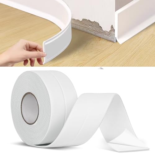 5M Sockelleisten Selbstklebend Flexibilität Weiß, Weichsockelleiste Selbstklebend PVC, Flexible Knickleiste fußleisten, Flexible skirting Board Trim für Küche, Badezimmer, DIY Renovierung Altbau