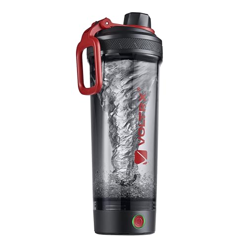 Image of VOLTRX Shaker Bottle, Gallium USB C Rechargeable Electric Protein Shake Mixer, Shaker Cups for Protein Shakes and Meal Replacement Shakes, BPA Free, Made with Tritan, red, 27oz