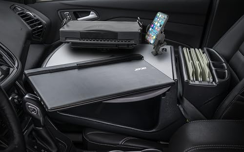 Image of AutoExec AE-RMCD-PM-PS-GT Roadmaster Car Desk for Your Vehicle Workstation and Mobile Office, with Phone Mount and Printer Stand | Vehicle Workstation, Mobile Office, Phone Mount, Printer Stand