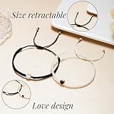 2Pcs Bracelet Women Friendship,Bracelet Couples Friend,Friendship Bra-celet,Couple Handmade Cord Bracel-et,Heart Best Friends Br-acelet,String Adjustable Long Distance Matching Bracelets,Pink&White - Image 2