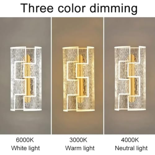 Image of Glowave Golden Acrylic Light Spiral Design Wall Lamp Light for Living Room Bedroom Bedside - Tricolour (White, Warm White, Natural White) (C54)