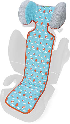 PRIEBES MAX Sitzauflage für Autositz Gruppe 2-3 |Sitzeinlage zum Wenden | Schonbezug Kindersitz 100% Baumwolle | waschbar & atmungsaktiv | einfache Befestigung, Design:ballons aqua