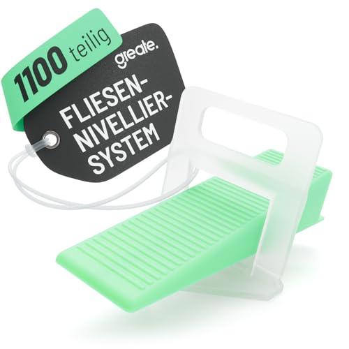 greate 1100-teiliges Fliesen Nivelliersystem 2mm - Fliesenverlegehilfe Set mit 1000 Zuglaschen & 100 Keile - Fliesen Verlegehilfe - Fliesenkeile