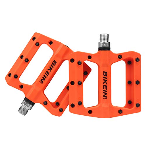 Bikein Pro Mtb Bike Pedals Nylon Fiber Non-Slip 9/16 Inch Bicycle Platform Flat Pedals For Road Mountain Bmx Bike Orange #TOP5
