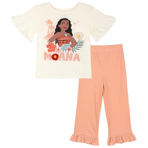Image of Disney Princess Girls' 2-Piece T-Shirt and Leggings Set Toddler to Big Kid | 2-Piece Coordinated Set, Elastic Waistband Leggings, Breathable Cotton Fabric