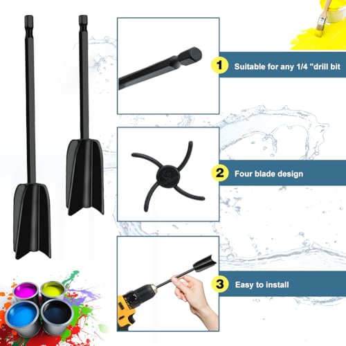 Epoxidharz Rührer,wiederverwendbarer Farbmischer,6 Stück Epoxidharz Mischpaddel,Rührstab Bohrmaschine,Mixer Aufsatz Bohrmaschine für Harz,Farbrührer Epoxidharz Mischpaddel,Farbmischer,Farbrührer