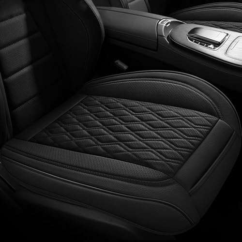 SanQing Bottom Car Seat Covers PU Leather Seat Cover for Car Front Seat Cushion Automotive Protectors Waterproof Universal Fit 95% Vehicles (Black)