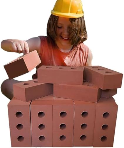 Bluecaps Lot de 30 briques de construction en mousse pour enfants – Développez l'imagination, les compétences et la force grâce au jeu intérieur/extérieur