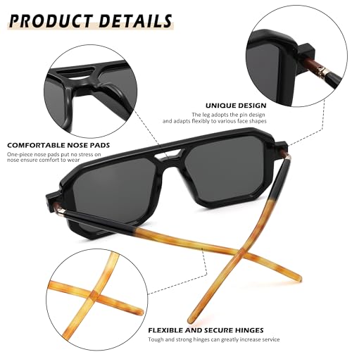 Pro Acme Vintage Aviator Sunglasses for Women Men,Classic Retro 70s Flat Square Stylish Frame UV400 Sunglasses3