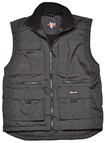 Mens Multi Pocketed Bodywarmer Waistcoat Fleece Lined For Warmth LINCOLN Vest Fortress Internal Wallet Pocket Two Lower Patch Pockets Chest Pockets Full Zip Warm Work Designed by Tuff Stuff Suitable For Many Uses Outerwear Walking Countrywear Black M (40-42'' Chest)