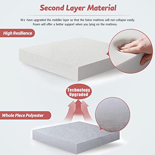 Image of MAXYOYO Bohemian Futon Floor Mattress Boho Floral Style Japanese Tatami Mat Foldable Mattress Portable Camping Sleeping Pad Lounger Couch, Queen