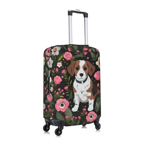 Dog And Flower Print Luggage Cover For Suitcases, Travel Case Protector, Simple & Convenient Installation3
