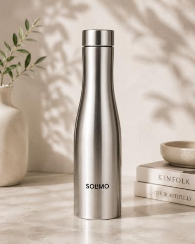 Image of Solimo Water Bottle Quality Hi-Rise Stainless Steel Single Wall 1000ML, Fridge Water Bottle |BPA Free | single wall Leak-Proof, Best for School /Office /Home /College /running (Pack 1)