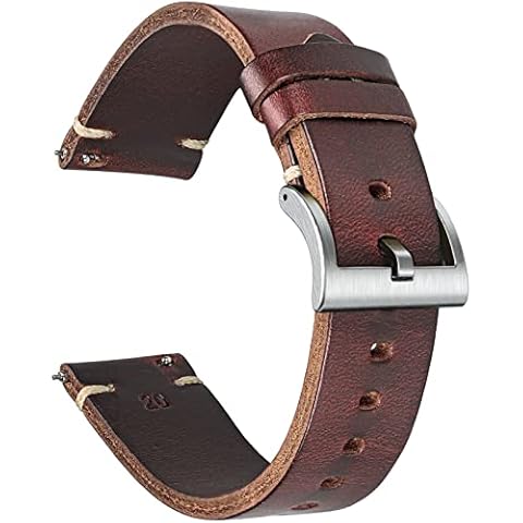 hemsut h Leather Watch Bands, Horween Leather Watch Strap for Men 18 19 20 21 22 24mm Quick Release Handmade Vintage Replacement Wrap Cover