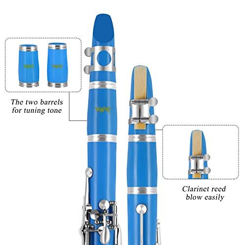 Image of Bb Clarinet 17 Keys Flat B Clarinet for Beginners & Students Blue