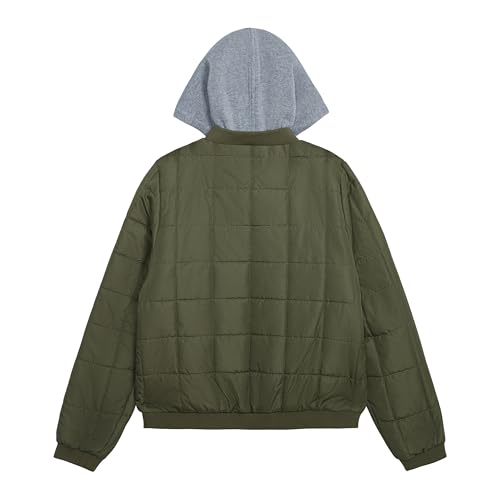 Image of LONDON FOG Boys' Midweight Quilted Bomber Jacket With Sweatshirt Hood