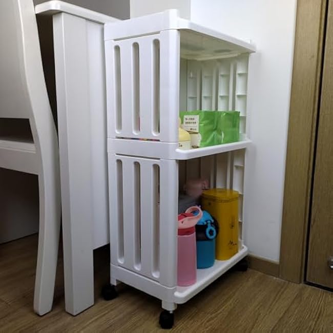 3 Tier Rolling Storage Cart Organizer Shelf on Wheels Movable Organization Rack with Wheels Shelving Unit Trolley for Bathroom Laundry Room Office Utility Cart (Taller Size)-RjQNNXez