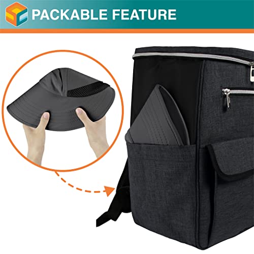 Sun Cube Women Sun Hat Neck Flap Cover, Uv Protection Wide Brim Fishing Hat, Ponytail Hole Hiking Hat, Foldable Beach Cap Gardening Camping Outdoor Safari Hat, Summer Travel Gifts Upf 50+, Dark Gray #TOP5