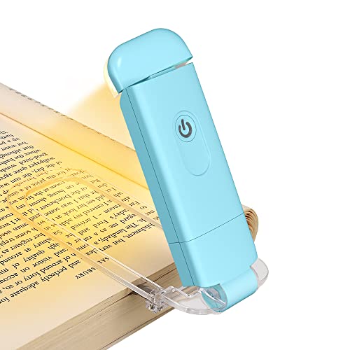 DEWENWILS Lampada da Lettura Ricaricabile, Lampada a Clip per Lettura Nel Letto, 4 Impostazioni di Luminosità, 2 Colori Caldi, Protezione Occhi, Regalo per E-book Bambini, Blu