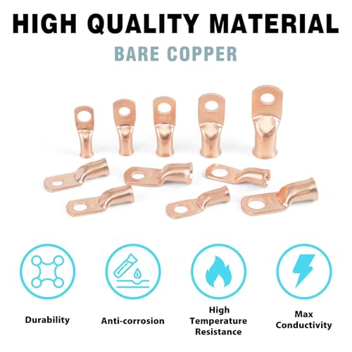Cosses de batterie 2 AWG M10 en cuivre robuste et connecteurs étanches à double paroi 3:1