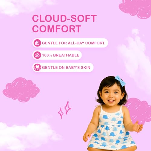 Image of Kidbea Cotton Baby Dress for Girls | Soft Sleeveless Summer Dress for Girl | Cute Printed Newborn Baby Muslin Frocks with Tie-Up Closure